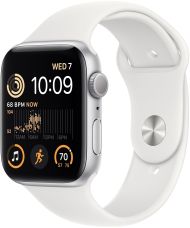 Apple Watch SE 2, 40 мм, корпус из алюминия серебристого цвета, спортивный ремешок белого цвета, GPS